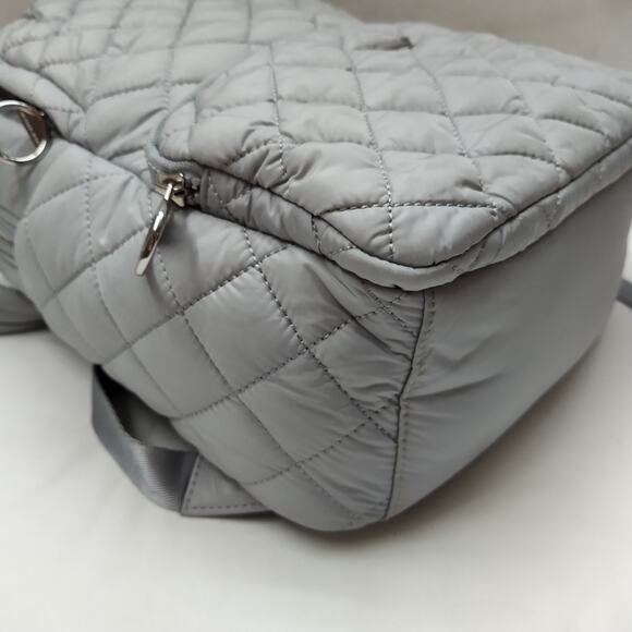 Michael Kors Gray Nylon Quilted Top Handle Zipper Pockets Backpack main image 8